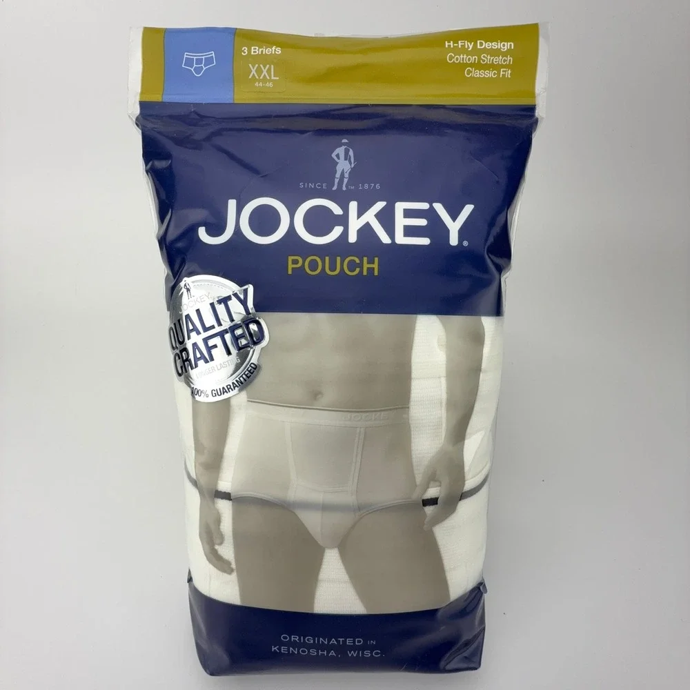 Jockey Pouch Briefs 3-Pack XXL White Cotton Stretch H-Fly Classic Fit 001145/100